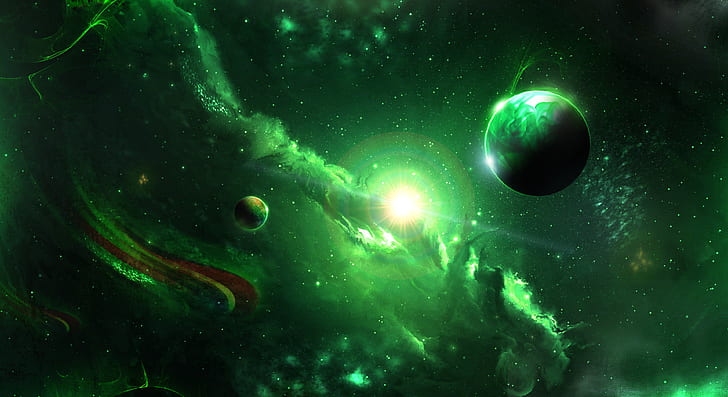 Sci Fi, Nebula, Green, Planet, Space, HD wallpaper