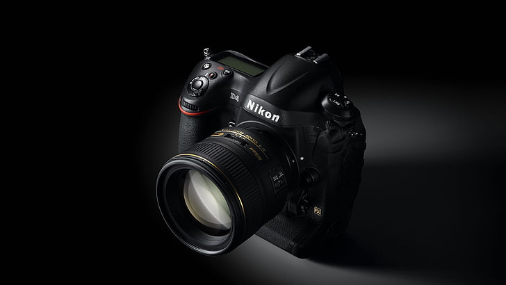 black Nikon DSLR camera, the camera, lens, Nikkor, photography themes, HD wallpaper
