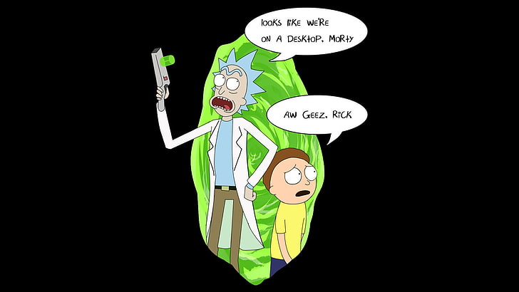 Rick and Morty, cartoon, Rick Sanchez, Morty Smith, black background