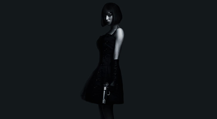 In Time Amanda Seyfried, women's black sleeveless midi dress