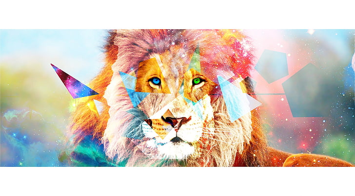 Majesty, brown lion illustration, Aero, Creative, space, abstract, HD wallpaper