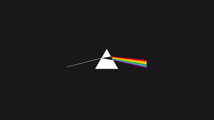 Pink Floyd logo, minimalism, simple, triangle, The Dark Side of the Moon