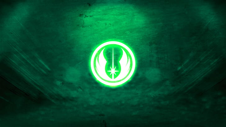 round green logo illustration, Star Wars, illuminated, green color, HD wallpaper