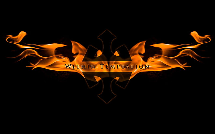 Within Temptation logo, name, fire, symbol, background, fire - Natural Phenomenon, HD wallpaper