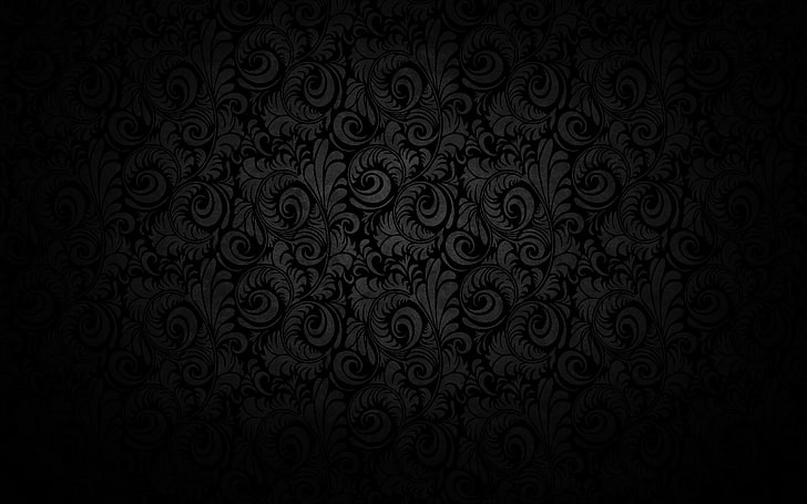 gray and black textilke, black and gray floral textile, pattern, HD wallpaper