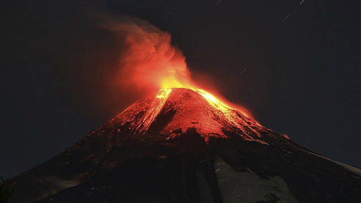 erupcion, fuego, lava, naturaleza, volcan, volcano, mountain, HD wallpaper
