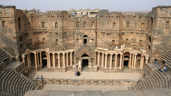 amphitheatre, historic site, ancient roman architecture, landmark, HD wallpaper