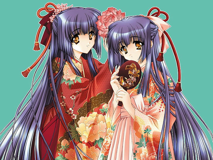 anime girls kuraki suzuna moonlight lady traditional clothing, HD wallpaper