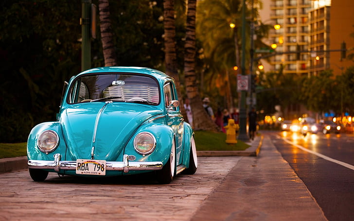 vehicle, car, blue cars, Volkswagen, Volkswagen Beetle, street, HD wallpaper