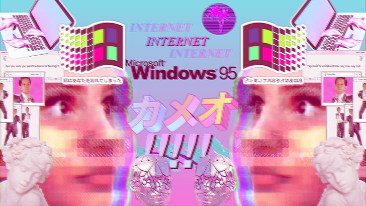 Windows 95, glitch art, vaporwave, HD wallpaper