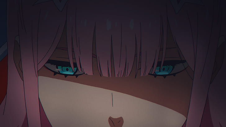 pink hair, Zero Two (Darling in the FranXX), blue eyes