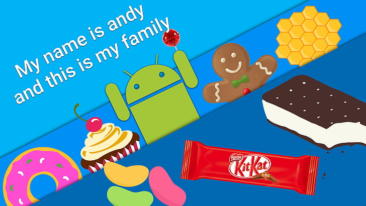 operating system, Android (operating system), candies, blue, HD wallpaper