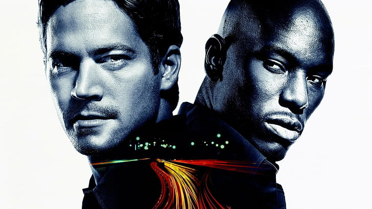 Paul Walker, Fast and Furious, Tyrese Gibson, movie poster, HD wallpaper