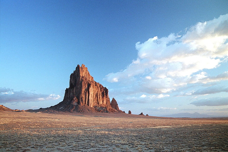 panoramic photography of mountain, desert, Ship Rock, sky, scenics - nature