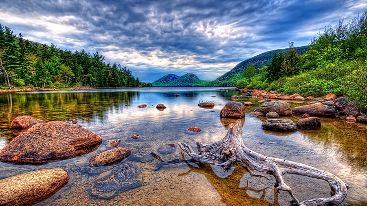Lake Stones Root Snag Landscapes Ultra 3840×2160 Hd Wallpaper 007529