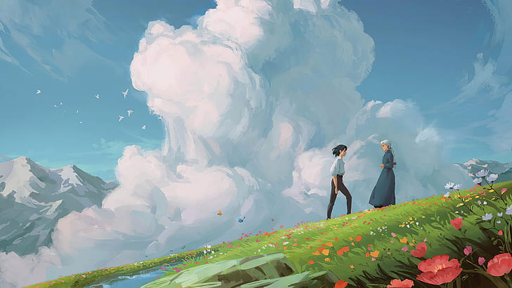 HD wallpaper: Howl's Moving Castle, Studio Ghibli, fantasy art, clouds,  daylight | Wallpaper Flare