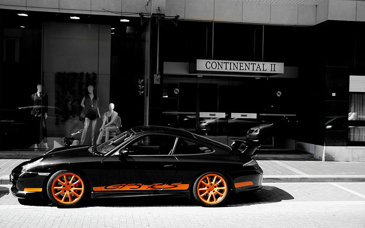 Porsche GT3RS Colorsplash HD, black coupe, cars, gtrs, HD wallpaper