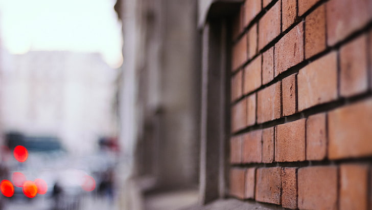 wall, bricks, bokeh, city, street, lights, Paris, brick wall, HD wallpaper