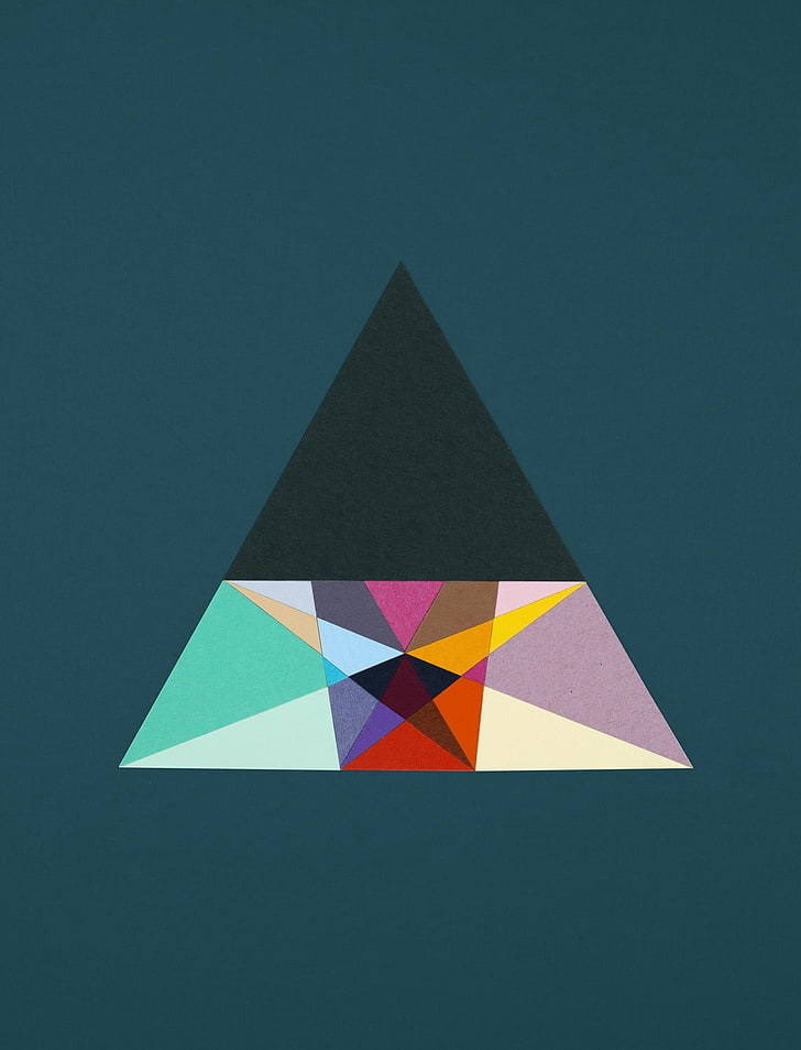 multicolored triangle illustration, Google, material style, digital art