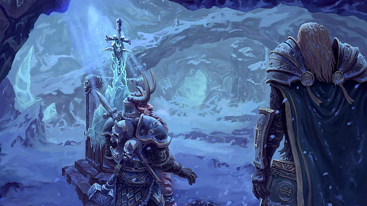 frostmourne, Muradin, Alliance, Warcraft, dwarf, human, World of Warcraft, HD wallpaper
