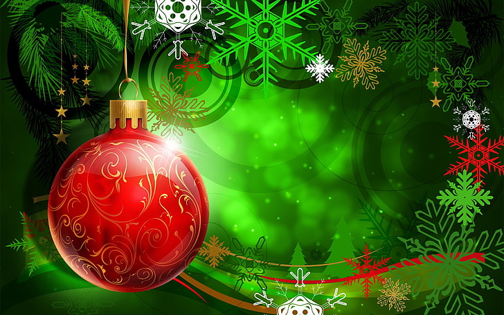holiday, Christmas ornaments, red, green color, decoration, HD wallpaper