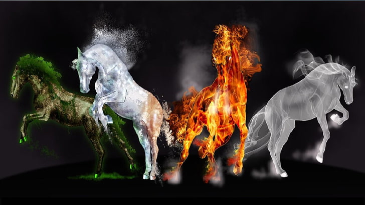 HD wallpaper: abstract, beautiful, animals, horses, earth, ice, fire, gosht  | Wallpaper Flare