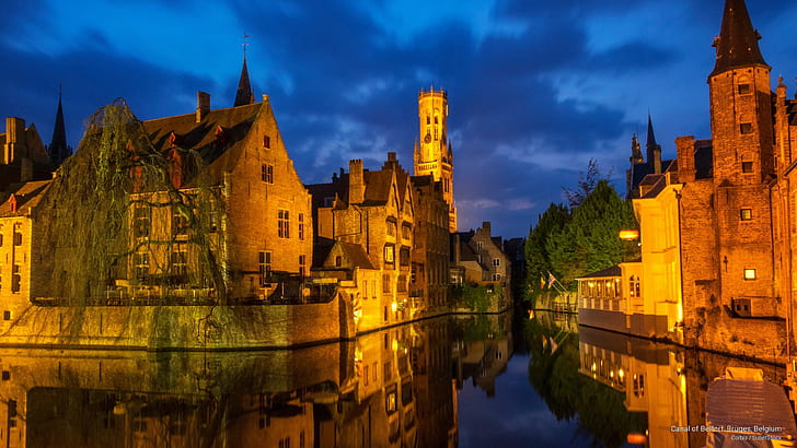 Canal of Belfort, Bruges, Belgium, Europe, HD wallpaper