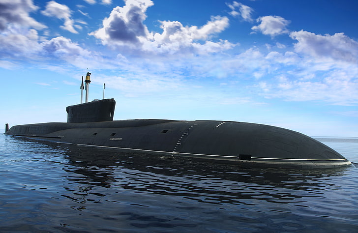 black submarine, underwater, cruiser, atomic, purpose, Borey, HD wallpaper