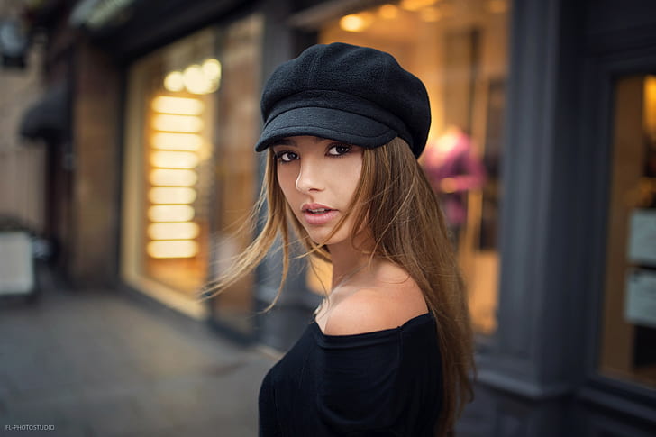 women, urban, hat, women outdoors, face, 500px, Lods Franck, HD wallpaper