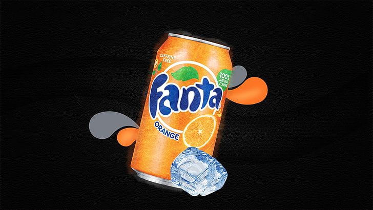 Fanta drinking can, food and drink, orange color, indoors, black background