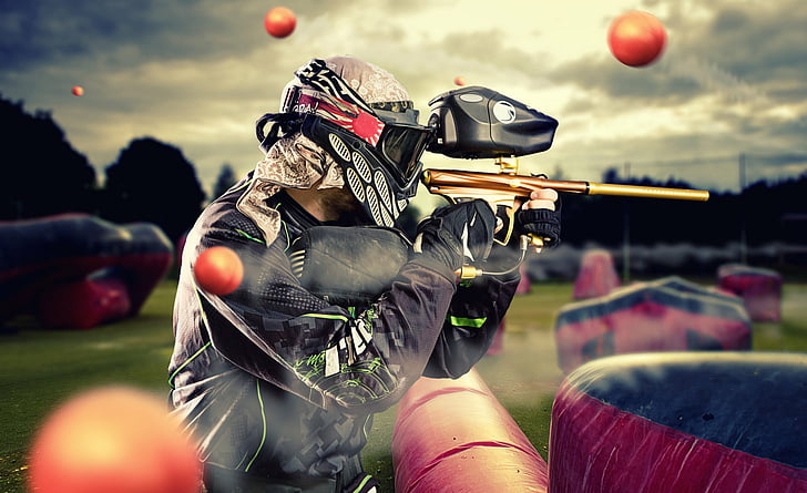 Sports, Paintball, Gun, Time-Lapse, HD wallpaper