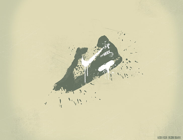 black and gray Nike Air Max logo, sport, sneakers, shoes., grunge