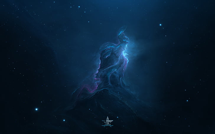 blue galaxy, Atlantis Nebula, 4K, 8K