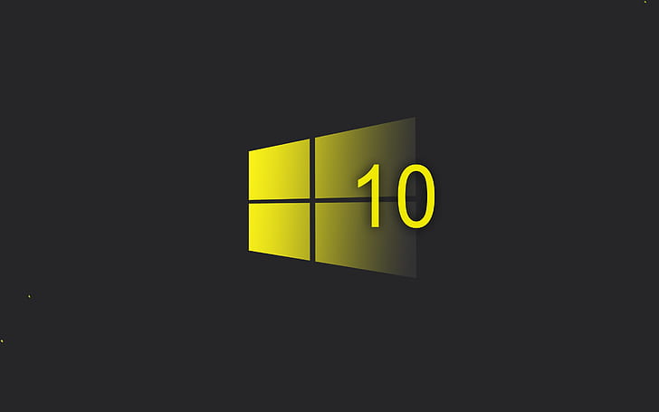 Windows 10 system, yellow style logo, black background HD wallpaper