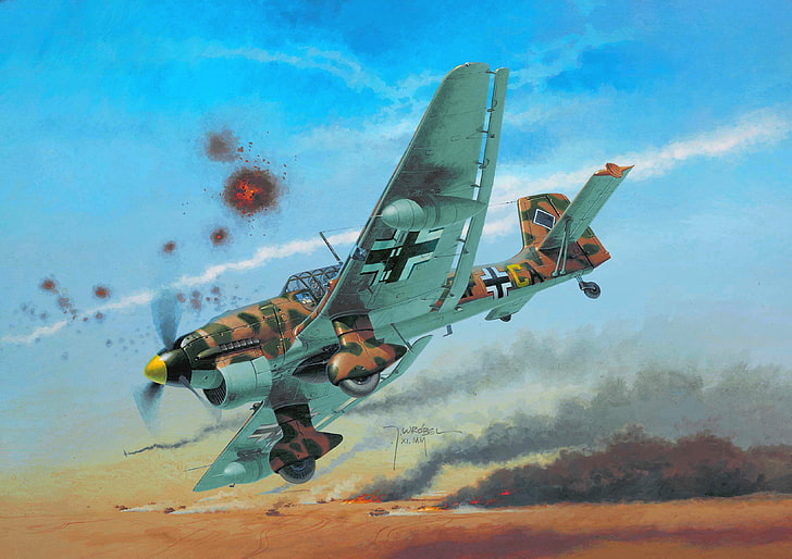 the plane, figure, thing, Junkers, Dive bomber, Air force, Luftwaffe, HD wallpaper
