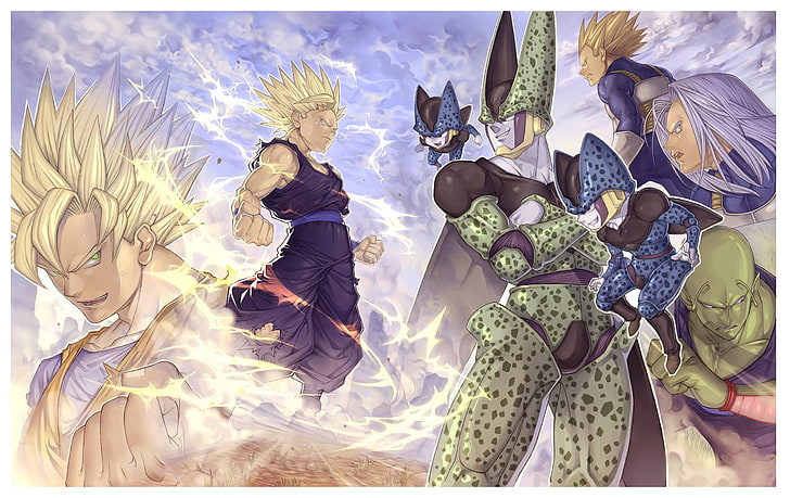 Dragon Ball Z poster, anime, Son Goku, Son Gohan, Vegeta, Trunks (character)