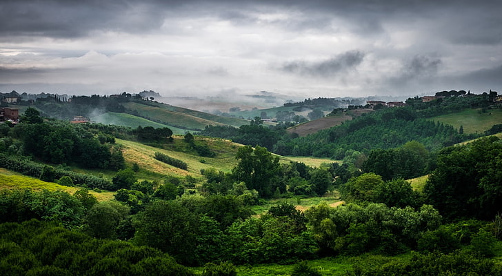 Tuscany landscape Italy, Europe, Travel, Nature, Green, Trees, HD wallpaper