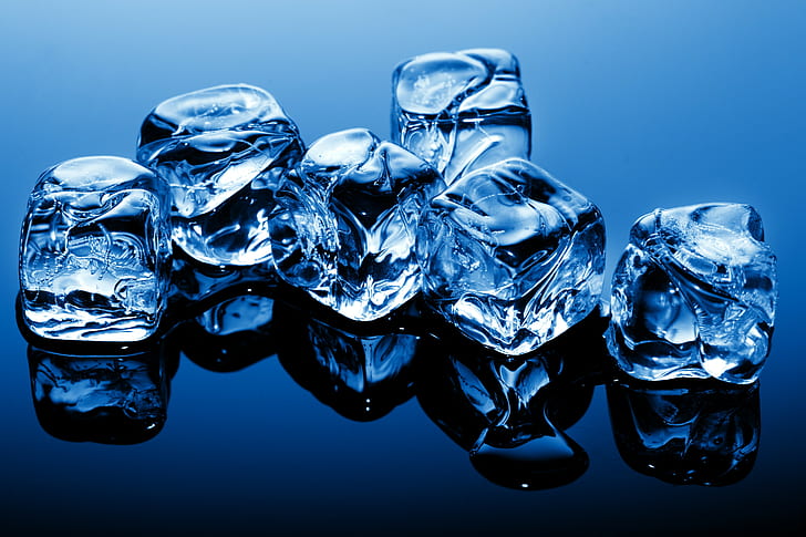 blue, ice, ice cubes, HD wallpaper