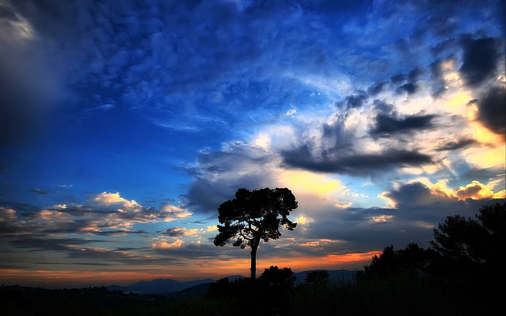 Clouds Fight, view, landscape, afternoon, nature, beautiful, sunset, HD wallpaper