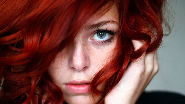 HD wallpaper: women, redhead, blue eyes, freckles, portrait, dyed red hair  | Wallpaper Flare