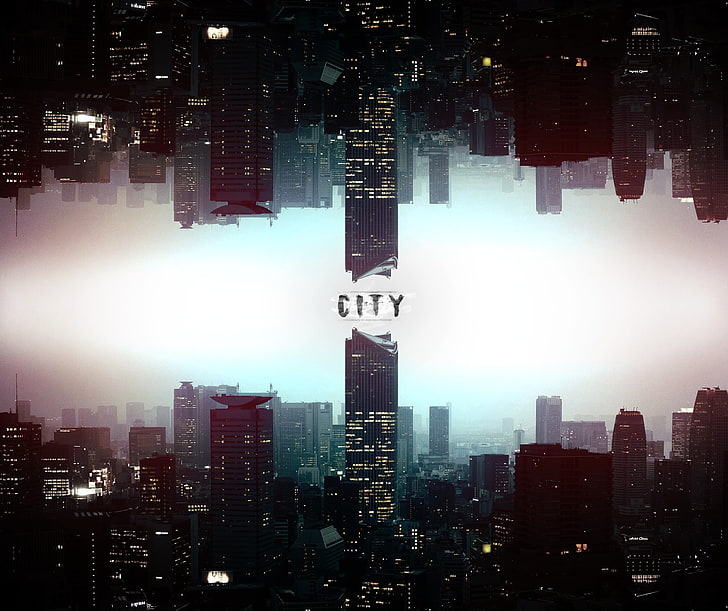city landscape poster, untitled, Photoshop, artwork, digital art, HD wallpaper