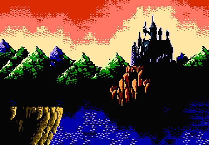 castle and trees artwork, Castlevania, video games, blood, retro games, HD wallpaper