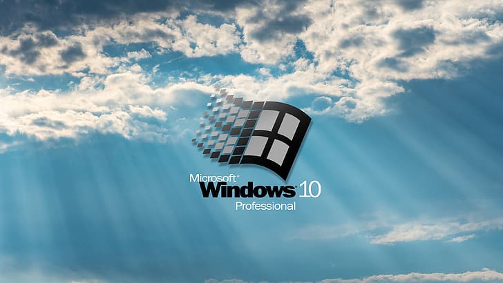 Windows 10, Microsoft, gray, blue, logo HD wallpaper