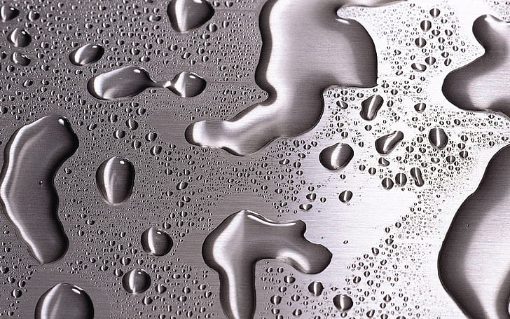 surface, drops, moisture, damp, gray, HD wallpaper