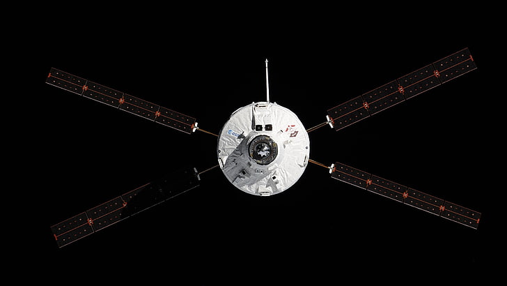 white and black satellite, International Space Station, ESA, ATV, HD wallpaper