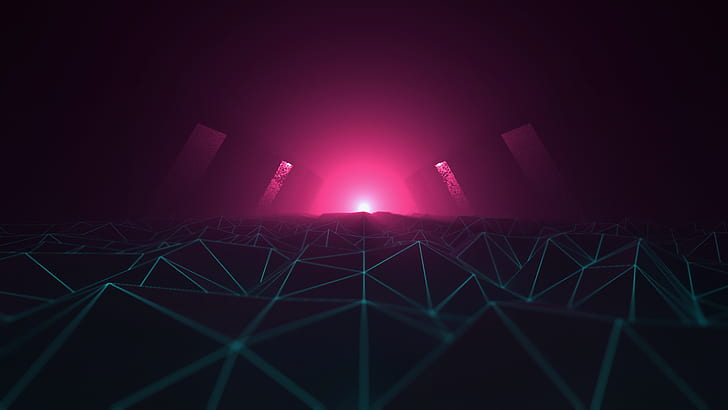 synthwave, retro wave, neon light, path, Others, HD wallpaper