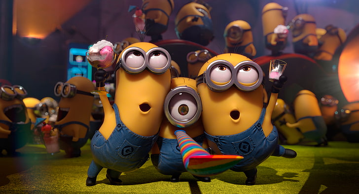 Minions wallpaper, holiday, ice cream, Despicable Me 2, toy, robot, HD wallpaper