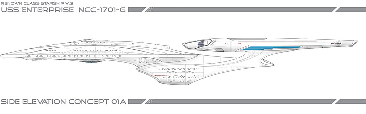 USS Enterprise NCC-1701-G side elevation concept 01A, Star Trek