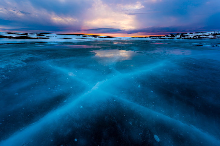 blue iced ocean wallpaper, clouds, water, sea, nature, scenics - nature, HD wallpaper