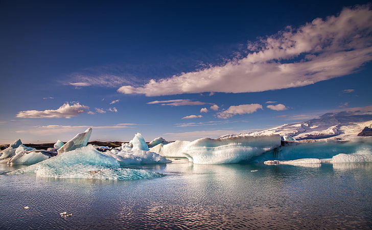 Iceland Glacier Lagoon Jokulsarlon, Europe, Lake, glacial, Icebergs
